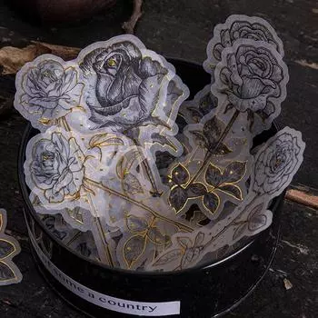 20 наклеек с позолоченными растениями, наклейки с цветами, лакмусовая бумага, украшения с золотыми блестками, вырезанные и вклеенные YSL