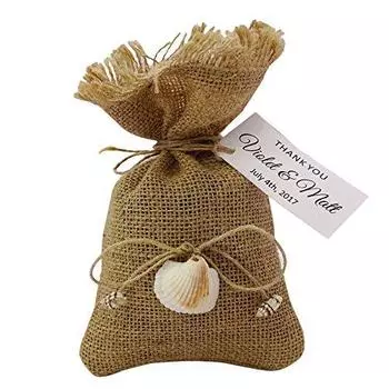 20 небольших пляжных мешочков для свадебных подарков из мешковины, деревенские мешочки для вечеринок, джутовые мешочки с завязками и индивидуальной биркой 4 x6.5 4 X 6.5 коричневый