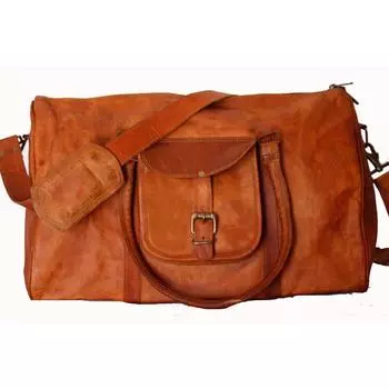 20 New Duffle Goat Gym Кожаная сумка для багажа Подлинная коричневая винтажная большая сумка 20 x 9 x 9 in коричневый
