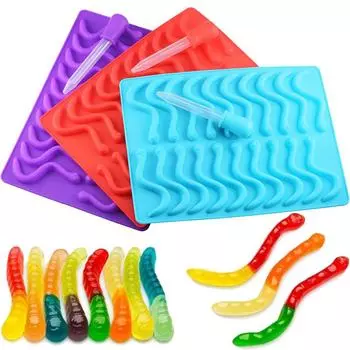 20 отверстий DIY силиконовые клейкие змеи черви шоколадные формы сахарные конфеты желе формы
