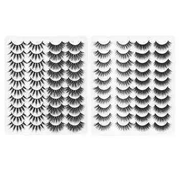 20 пар накладных ресниц смешанных стилей длинные толстые сплошные мягкие многоразовые накладные ресницы ручной работы 10 Pairs of M14+10 Pairs of 80