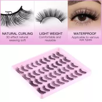 20 пар натуральных толстых накладных ресниц, простые в использовании, очаровательные безболезненные накладные ресницы для макияжа, женские аксессуары чёрный