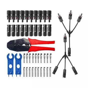 20 пар штекерных/гнездовых кабельных разъемов для солнечных панелей с обжимными клещами, от 1 до 3, ответвление типа Y 20 Pair