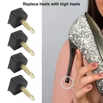 20 пар сменных насадок для каблуков 5 размеров 8-12 мм TPU Iron Construction Шумоподавление Быстрый ремонт обуви U-образные защитные насадки для каблуков чёрный