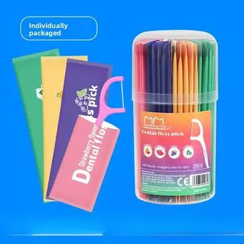 20 Pcs Colourful Individually Packaged Fruit-flavoured Mint Dental Floss Sticks Bottled 20-piece mixed