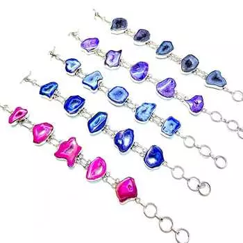 20 pcs pack of Stone Beads GS Metal Bracelets Free Size синий