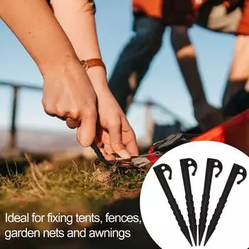 20 Pcs Plastics Tent Stakes Heavy Duty Tent Pegs 5.7inch Tent Pegs Spike Hook Lightweight Tarp Pegs Camping Tent Stake Nail чёрный