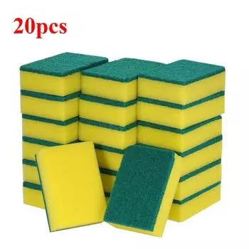 20 Pieces of Dishwashing Sponge Kitchen Supplies, No Wash Mat, Double-sided Cleaning Sponge, Household Cleaning Products