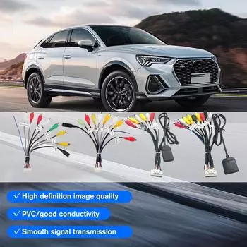 20 Pin RCA Audio Video Cable Subwoofer Output Socket CVBS Aux In Amp Control Wire Fan 12V Power Jack Mic Harness For Car An J6G9