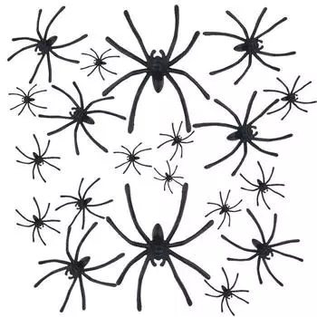 20 ПК Хэллоуин Пластиковый Черный Паук Шутки Игрушки Украшения Реалистичные
