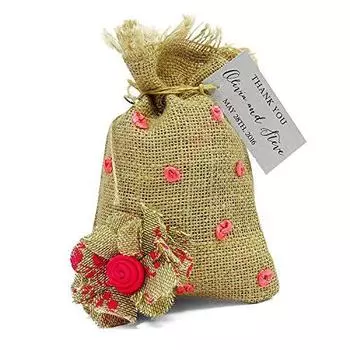 20 подарочных мешочков для вечеринок, мешочки на шнурке, свадебные подарочные мешочки в деревенском стиле с индивидуальной бумажной биркой, маленькие джутовые мешочки 4 x6.5 красный