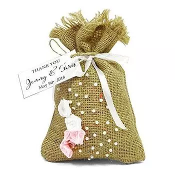 20 подарочных мешочков из мешковины с завязками, маленькие джутовые мешочки, свадебные сувенирные мешочки с персонализацией коричневый