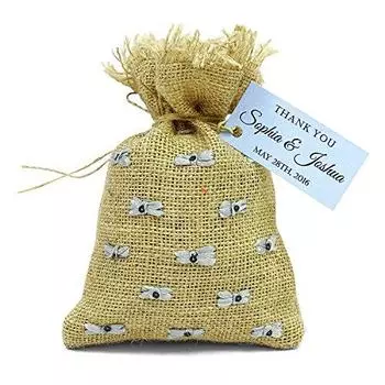 20 подарочных мешочков из мешковины с завязками, маленькие джутовые мешочки, свадебные сувенирные мешочки с персонализированными бирками, подарок в знак благодарности коричневый