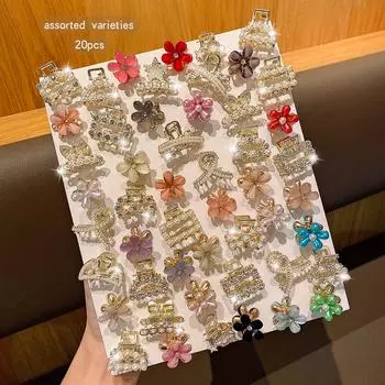 20 random alloy rhinestone clips with fashionable and sweet style hair accessories suitable for daily use