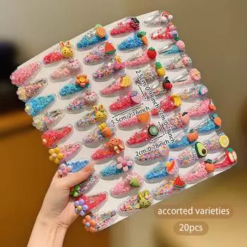 20 Random Cartoon Bb Clips with Sweet and Cute Hair Accessories Suitable for Daily Use