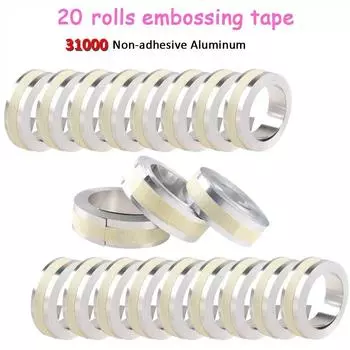 20 рулонов неклейких алюминиевых лент, совместимых с DYMO 3D 31000, лента для тиснения 12 мм * 4,8 м для принтера металлических этикеток Dymo Rhino M1011 20Rolls 31000 Labels