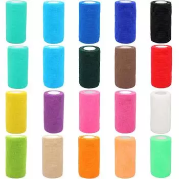 20 рулонов самоклеющейся повязки 4 дюйма х 5 ярдов клейкая лента ветеринарная повязка для собак, кошек, лошадей, домашних животных, растяжение связок лодыжки