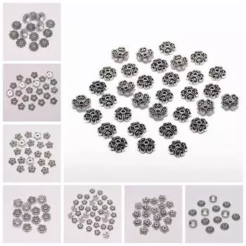 20 шт.-100/лот, 8, 9, 11, 14 мм, лепестки, антикварный резной цветочный сосуд, свободный запасной конец, колпачки из бисера для изготовления ювелирных изделий своими руками, фурнитура 14mm 20pcs