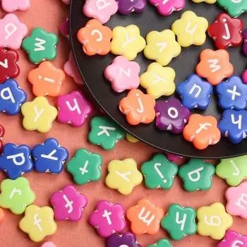 20 шт., 10,5 мм, акриловые подвески в форме цветка, смешанные бусины с буквами алфавита AZ для изготовления ювелирных изделий, браслет, ожерелье, аксессуары