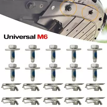 20 шт./10 комплектов универсальных зажимов для поддона картера двигателя M6 болт корпуса U-образные гайки винты фиксатор брызговик защита