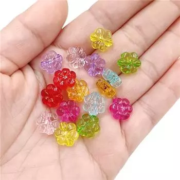 20 шт 10 мм 8 цветов акриловые прозрачные цветочные бусины россыпью для изготовления ювелирных изделий модные аксессуары для бисероплетения жёлтый