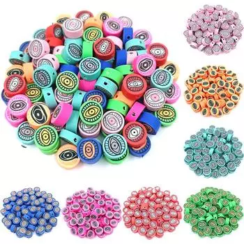 20 шт., 10 мм, круглый глаз, керамические бусины, бусины из мягкой глины для изготовления ожерелья, браслета, ювелирных изделий оранжевый