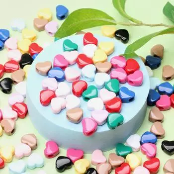 20 шт. 11,7*13,5 мм акриловые макаронные цветные бусины в форме сердца подвески серьги браслеты ювелирные изделия аксессуары разноцветный