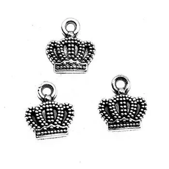 20 шт., 11x10 мм, подвески в виде короны, цвет античного серебра для ювелирного бренда: WYISYWG