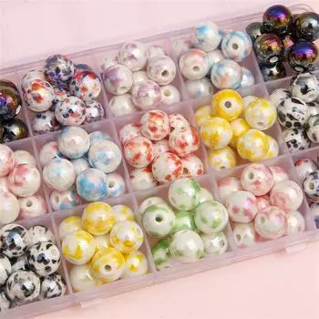 20 шт., 12 мм, керамические гладкие круглые бусины с узором всплеска чернил, для изготовления ювелирных изделий, очаровательное украшение «сделай сам» approx 12mm 6pcs