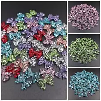 20 шт. 15*19 мм акриловые бисерные аксессуары, бусины для DIY ювелирные изделия ручной работы, серьги, аксессуары, ювелирные изделия, многоцветный прозрачный бант, материал ручной работы синий