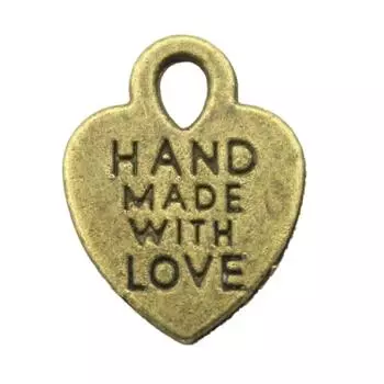 20 шт., 15x12 мм, двухсторонние, ручная работа, подвески в виде сердечек, античная бронза, цвет, материалы для хобби и рукоделия, бренд: WYISYWG