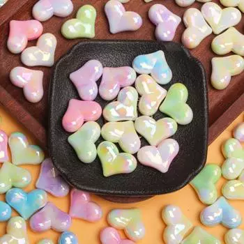 20 шт. 16*22 мм акриловые блестящие светлые персиковые сердечки свободные бусины с отверстием DIY аксессуар для бисера креативный материал из бисера синий