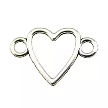 20 шт. 16x24 мм, полое сердце, соединительные подвески, античное серебро, цвет, материалы для хобби и рукоделия, бренд: WYISYWG