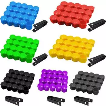 20 шт., 17 мм, 19 мм, 21 мм, декоративный автомобиль, мокрая защитная головка, защитный болт Cas, декоративный болт Cas, внешние декоративные диски, серебристый, черный Black-17mm