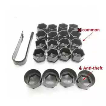 20 шт. 17 мм 19 мм 21 мм колпачок головки болта колеса защитные колпачки болта наружное украшение защита болта диски черные 17mm чёрный