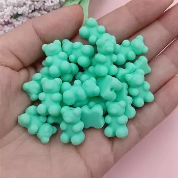20 шт. 18*11 мм резиновые однотонные бусины в виде плюшевого мишки с вертикальным отверстием для изготовления ювелирных изделий DIY браслеты ожерелье ювелирные аксессуары 11*18mm 20Pcs зелёный