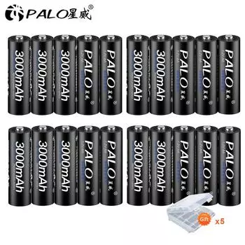 20 шт., 1,2 В, 3000 мАч, NI MH AA, предварительно заряженные аккумуляторы Ni-MH, аккумуляторная батарея aa для игрушек, камеры, микрофона чёрный