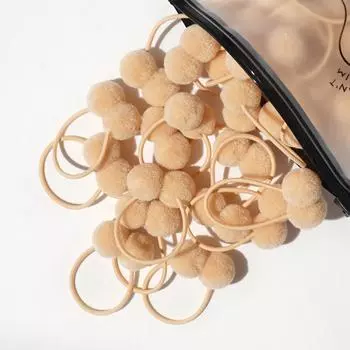 20 шт. 1,4 Маленький однотонный двойной меховой помпон с эластичной резинкой, ручной работы, резинка для волос для детей и девочек