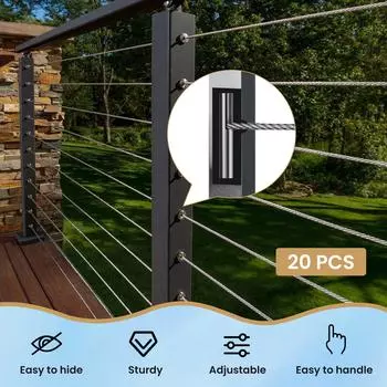 20 шт. 1/8 дюйма невидимый кабельный рельс клемма рычажный анкерный угол нержавеющая сталь кабельный рельс невидимый натяжитель регулируемый 20Pcs