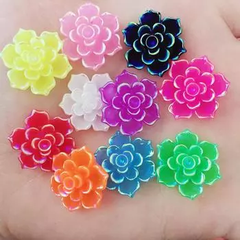 20 шт. 20 мм AB смолы 3D цветок камень горный хрусталь с плоской задней поверхностью свадебный дизайн «сделай сам» пуговица ремесло 20mm оранжевый