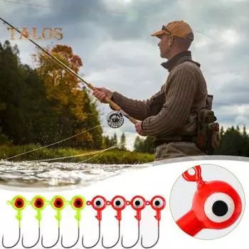 20 шт. 2,5 см/2,5 г рыболовный крючок с разноцветными глазами, прочный металлический крючок с круглой головкой, рыболовные принадлежности для пресноводной соленой воды и ловли окуня 20PCS