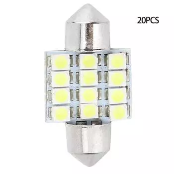 20 шт. 31 мм автомобильные супер яркие 12SMD 1210 светодиодные лампы для салона автомобиля, купольные лампы для карт