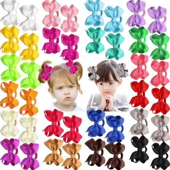 20 шт. 3 дюйма Мини-бантики для волос для маленьких девочек Резинки для волос Эластичные резинки для волос Гросгреновая лента Аксессуары для волос для детей малышей 20PCS