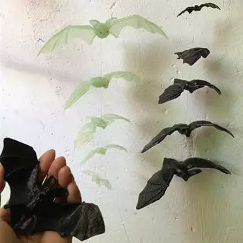 20 шт. 3D летучие мыши подвесные украшения черные/светящиеся реалистичные украшения для вечеринки в честь Хэллоуина с имитацией веревки чёрный