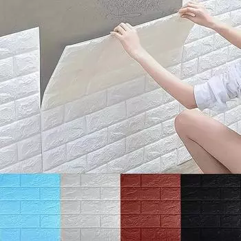 20 шт. 3D обои с имитацией кирпичного узора, отслаивающиеся и наклеивающиеся, 3D панели для стен под кирпич, самоклеящееся водонепроницаемое покрытие из вспененного полиэтилена, подходящее для украшения стен! 20pcs-35*38.5cm/14*15in белый