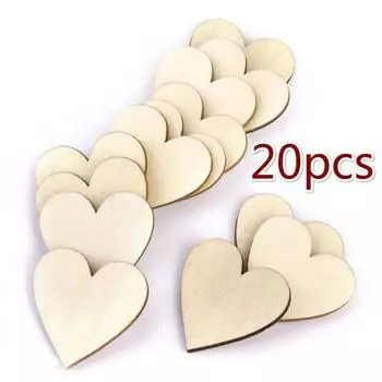 20 шт. 40 мм деревянные украшения в форме сердца для поделок свадебное украшение бежевый