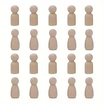 20 шт., 43 мм, цвет бревна, маленький деревянный человечек, белый эмбрион, деревянный кукольный человечек, креативная роспись, семейные деревянные модели Wa для мужчин и женщин 20 pcs