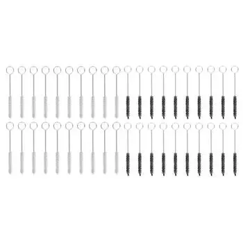 20 шт. 4 мм щетка для трубок с поворотной ручкой из нержавеющей стали многоразовая звуковая щетка для чистки соломенных трубок Black