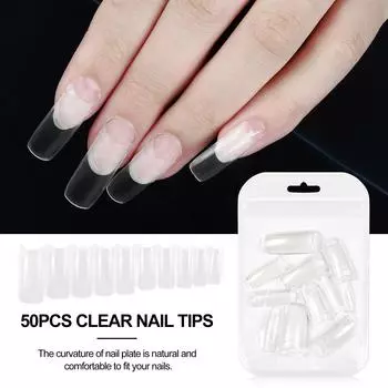 20 шт./50 шт., накладные ногти, прозрачные белые полупокрытия, натуральные накладные ногти, искусственные ногти для наращивания ногтей, набор маникюрных инструментов для наращивания ногтей