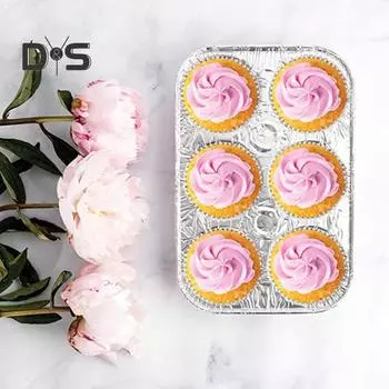 20 шт. 6 сеток, пригодный для вторичной переработки противень, хорошая теплопроводность, удобный кухонный противень из алюминиевой фольги, противень для выпечки десертов 20PCS